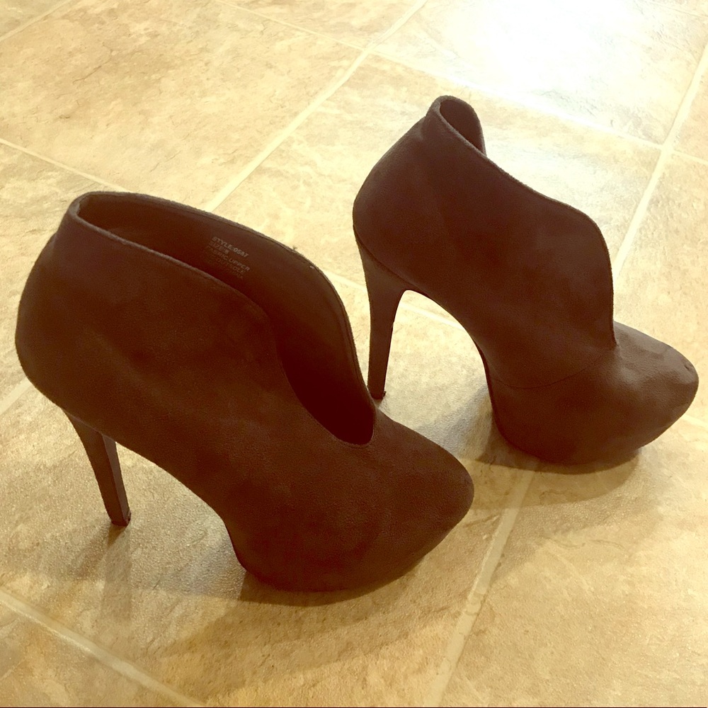 Faux Suede Platform Stiletto Ankle Booties